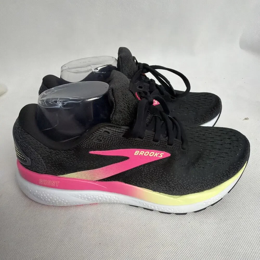 Brooks Ghost 16 Womens Running Shoes Black Pink Grey 1204071B046
